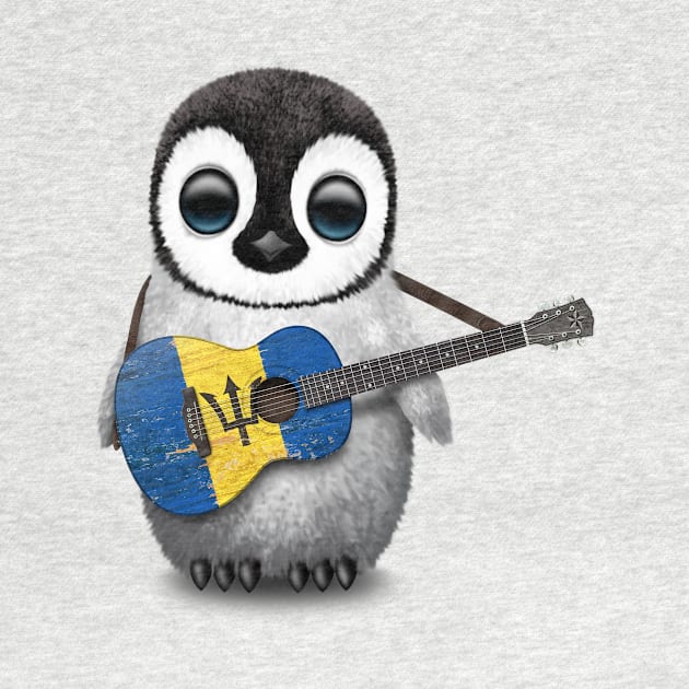 Baby Penguin Playing Barbados Flag Guitar by jeffbartels